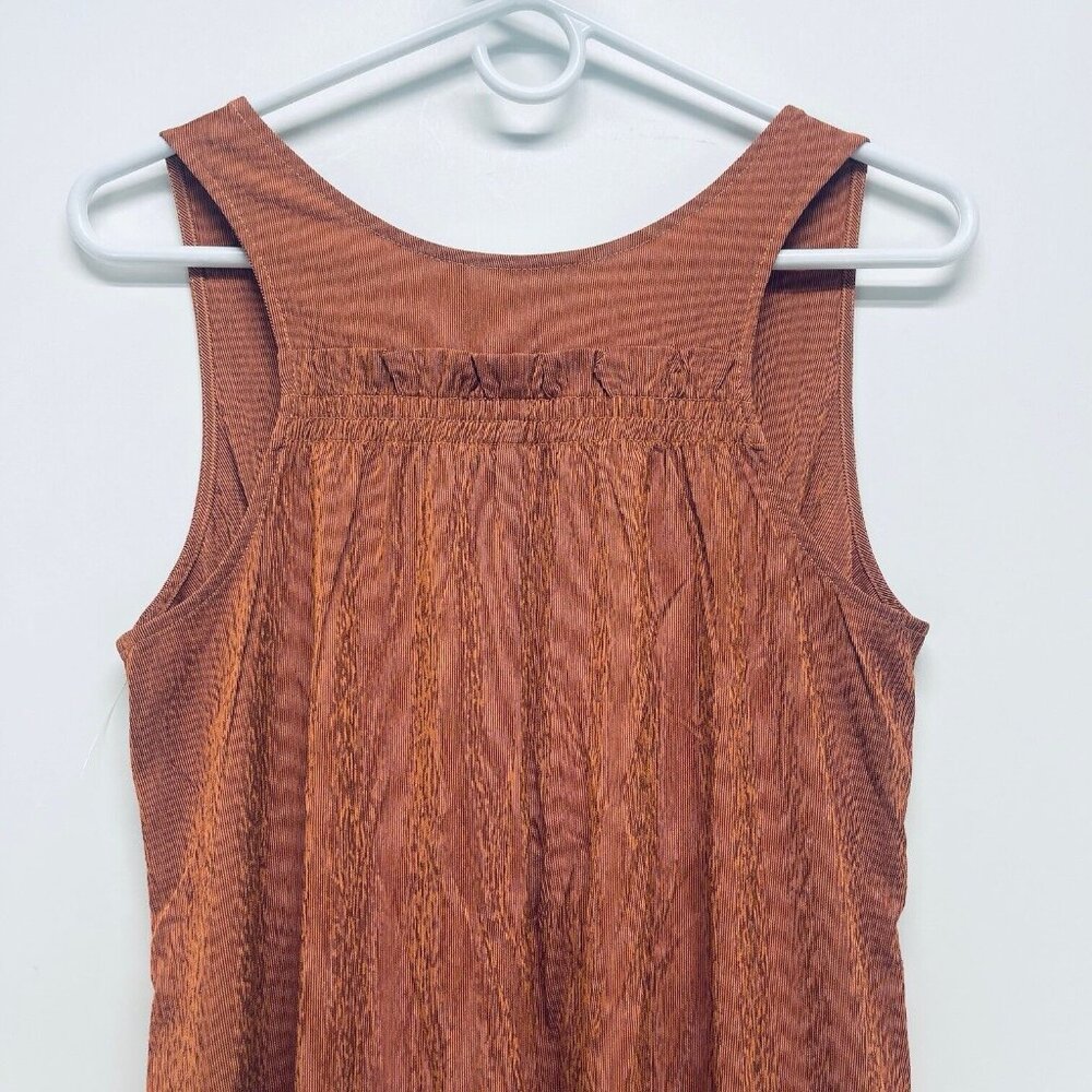 Athleta Midi Dress Sz S Womens Brown Echo Copper Sleeveless Casual Breathable - Picture 8 of 9